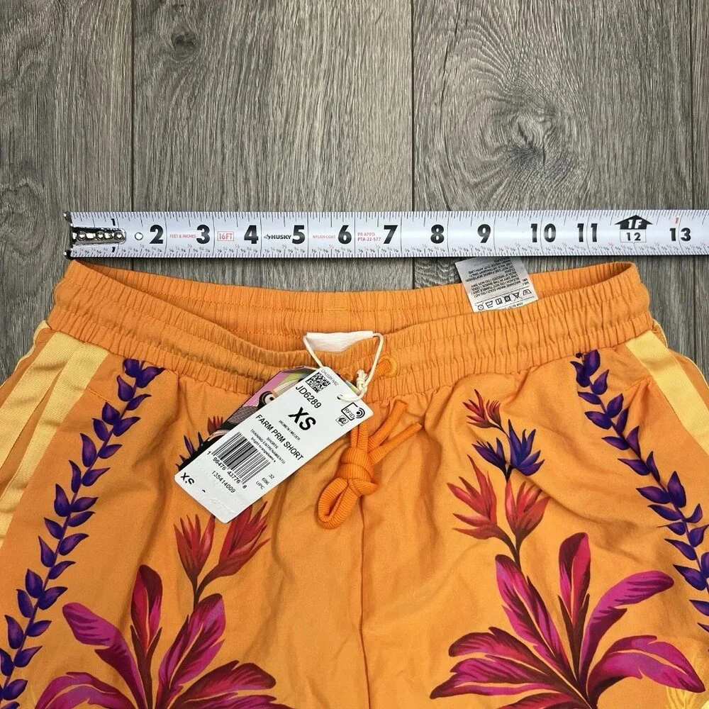 Adidas x Farm Rio Premium Shorts Size XS Womens Bright Orange Tropical Vacation - Picture 2 of 10